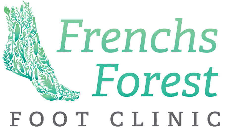 Frenchs Forest Foot Clinic logo. Foot graphic filled with green leaves. Podiatrist in Frenchs Forest, Australia.